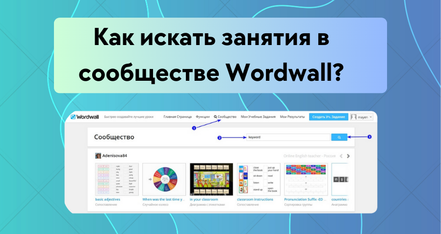 скриншот страницы Comunity на Wordwall 